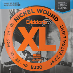D'Αddario EJ20 Σετ 6 Χορδές Ηλεκτρικής Κιθάρας Nickel Plated Steel 10-49" Light Tension