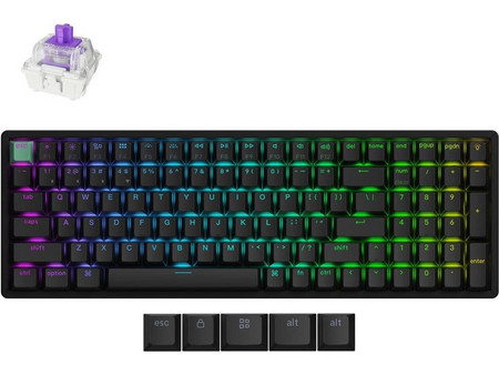 Keychron K4 HE Ασύρματο Μηχανικό Gaming Πληκτρολόγιο με Gateron Double-Rail Magnetic Nebula Διακόπτες RGB Black