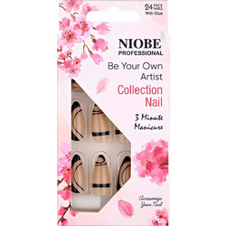 Niobe 12068 Almond Tips Νυχιών με Σχέδια 24τμχ