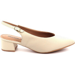 Piccadilly Ανατομικές Γόβες Slingback Δερμάτινες με Χοντρό Χαμηλό Τακούνι Μπεζ 739031-97