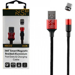 NSP NSC02 Magnetic USB-A to USB-C 1.2m Black 5205308266683