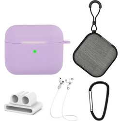 Sonique Soft Touch Σετ Θήκη Σιλικόνης με Γάντζο για Apple AirPods 3 Λιλά