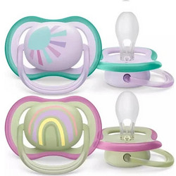 Philips Avent Ultra Air Ανατομικές Ορθοδοντικές Πιπίλες Σιλικόνης 0-6m Ήλιος Ουράνιο Τόξο Μωβ 2τμχ