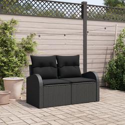 vidaXL Διθέσιος Καναπές Εξωτερικού Χώρου Rattan Μαύρος 124x62x69cm 42006751