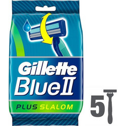 Gillette Blue II Slalom Plus Ξυραφάκι μιας Χρήσης με 2 Λεπίδες & Λιπαντική Ταινία 5τμχ