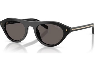 Prada PRB15S 16K731 Γυναικεία Γυαλιά Ηλίου Οβάλ Κοκάλινα Μαύρα με Μαύρο Φακό