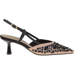 Corina Γόβες Slingback Δερμάτινες με Λεπτό Ψηλό Τακούνι Nude Μαύρες M5256