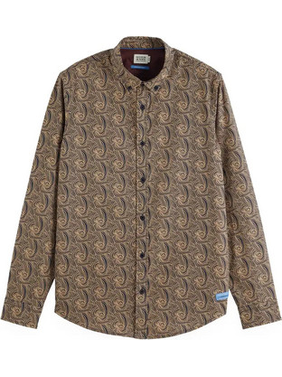 Scotch & Soda Ανδρικό Πουκάμισο Βαμβακερό Μακρυμάνικο Κανονική Γραμμή Καφέ 178723-7512