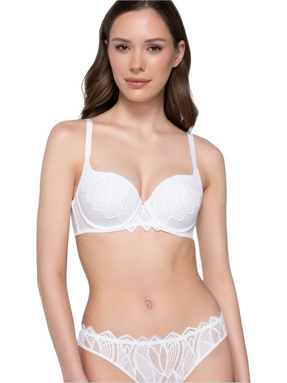 Luna Σουτιέν Balconette Push Up με Μπανέλα Λευκό 16703