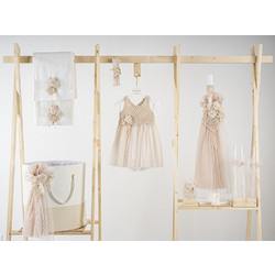 Piccolino Σετ Βάπτισης με Καλάθι για Κορίτσι Thea Beige