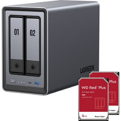 Ugreen DXP2800 NAS Tower με 2 Θέση για M.2 και 1 Θύρα Ethernet & 2 x 4TB