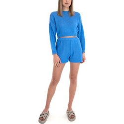 Tailor Made Ανοιξιάτικο Γυναικείο Σύνολο Crop Top & Σορτς Πλεκτό Μπλε TM5057