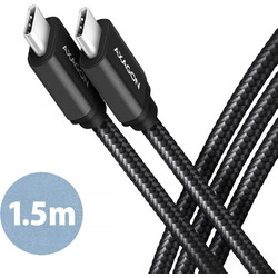 Axagon Braided USB-C to USB-C 60W 1.5m Black BUCM3-CM15AB