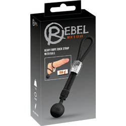 Rebel Heavy Rope Cock Strap with Ball Ρυθμιζόμενο Ελαστικό Δαχτυλίδι Πέους & Όρχεων Μαύρο