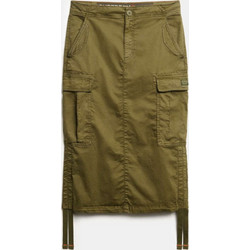 Superdry Μίντι Φούστα Υφασμάτινη Cargo Χακί W7210368A