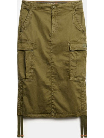 Superdry Μίντι Φούστα Υφασμάτινη Cargo Χακί W7210368A
