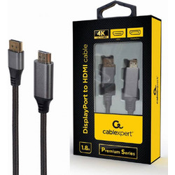 Cablexpert Καλώδιο DisplayPort 1.2 to HDMI Male 1.8m Black CC-DP-HDMI-4K-6