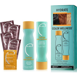 Malibu C Hydrate Color Wellness Σετ Περιποίησης Μαλλιών Conditioner 266ml + Μάσκα 4x12ml + Σαμπουάν 266ml + Treatment 5gr