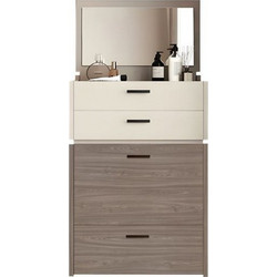 Woodwell Vanity Τουαλέτα Κρεβατοκάμαρας Μπεζ με Καθρέπτη Συρτάρια & Σκαμπό 60x45x122cm Ε7353,2