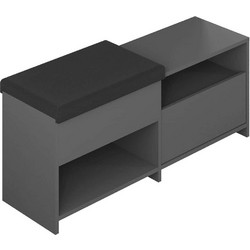 Hanah Home Παπουτσοθήκη Σκαμπό Ξύλινη Ανθρακί M120.3xΠ40.5xΥ51cm 855DTE5159