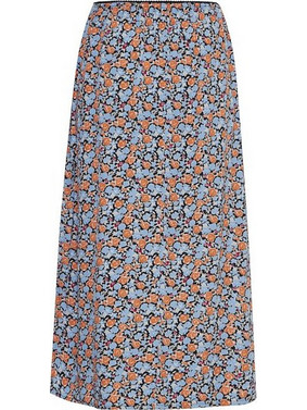 Ichi Μίντι Φούστα Υφασμάτινη Ψηλόμεση Floral Γαλάζια Πορτοκαλί 20120644-2002799