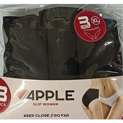 Apple Boxer Βαμβακερά Γυναικεία Slip Μαύρα 3Pack 0220245