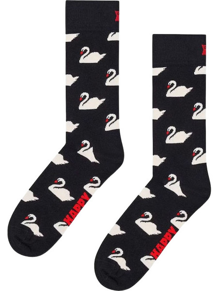 Happy Socks Swan Ανδρικές Κάλτσες Ψηλές με Σχέδια Μαύρες P003175