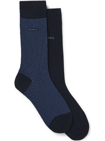 Hugo Boss Ανδρικές Κάλτσες Ψηλές με Σχέδια Navy Μπλε 2Pack 50487872-401