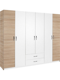 Pakoworld Εξάφυλλη Ντουλάπα Ρούχων Dormie Λευκή 206x52x213cm 039-000215