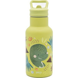 Sassi Cracky The Dinosaur Παιδικό Παγούρι Ανοξείδωτο με Καλαμάκι Lime 350ml