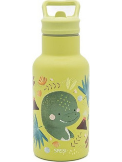 Sassi Cracky The Dinosaur Παιδικό Παγούρι Ανοξείδωτο με Καλαμάκι Lime 350ml