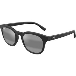 Maui Jim 737-02 Ανδρικά Γυαλιά Ηλίου Τετράγωνα Κοκάλινα Μαύρα με Aσημί Φακό