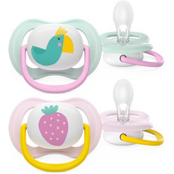 Philips Avent Ultra Air Ανατομικές Ορθοδοντικές Πιπίλες Σιλικόνης 0-6m Light Green Light Red 2τμχ SCF080/24