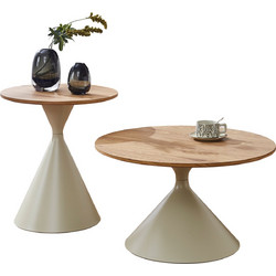 HomeMarkt Jennel (x) Βοηθητικά Τραπεζάκια Σαλονιού Στρογγυλά Ξύλινα με Μεταλλική Βάση 2τμχ Φ50xΥ55.5cm HM18308.04