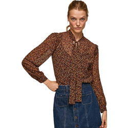 Pepe Jeans Luli Pirnt Μακρυμάνικο Γυναικείο Πουκάμισο Πολυεστέρα Φλοράλ Σοκολατί PL304347-262
