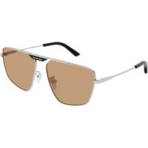 Balenciaga BB0246SA 006 Ανδρικά Γυαλιά Ηλίου Aviator Μεταλλικά Ασημί με Καφέ Φακό