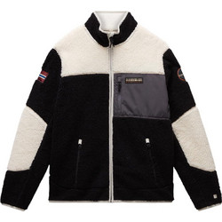 Napapijri Ανδρική Ζακέτα Fleece με Φερμουάρ Μαύρη Λευκή NP0A4GNT-MCB