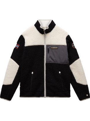 Napapijri Ανδρική Ζακέτα Fleece με Φερμουάρ Μαύρη Λευκή NP0A4GNT-MCB