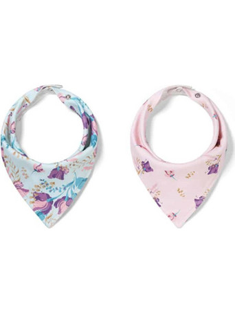 BabyOno Floral Σετ Σαλιάρες Μπαντάνα από 100% Βαμβάκι με Κουμπί Γαλάζια Ροζ 2τμχ