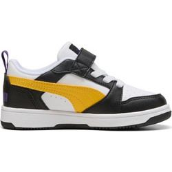 Puma Rebound V6 Παιδικά Sneakers Λευκά Μαύρα Κίτρινα 397419-23