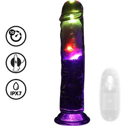 Shots RealRock LED Vibrator Δονητής για Ζευγάρια με Τηλεχειριστήριο 20cm Colourful