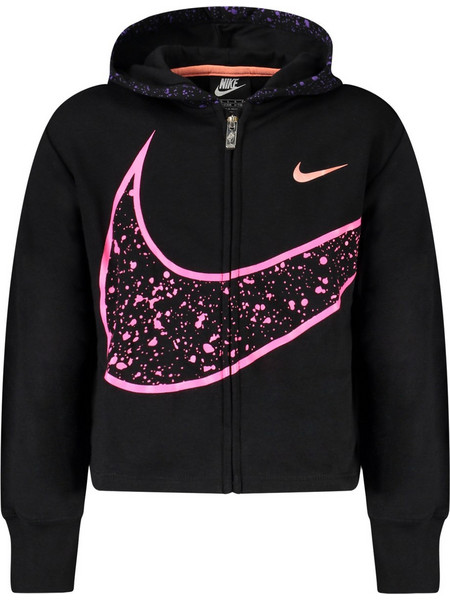 Nike Παιδική Ζακέτα Φούτερ με Κουκούλα και Φερμουάρ Μαύρη Φούξια 36J287-023