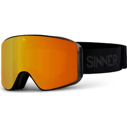 Sinner Aura SIGO-200-10A-18 Μάσκα Σκι & Snowboard Ενηλίκων Μαύρη με Φακό Καθρέπτη Πορτοκαλί