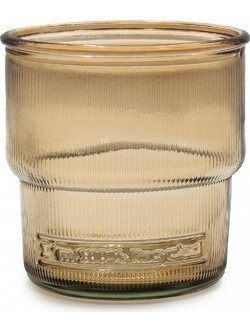 Glass Drops Ποτήρι Νερού Γυάλινo Ribbed Cinnamon 300ml 2415DB04