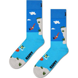 Happy Socks Cliff Diving Βαμβακερές Ανδρικές Κάλτσες Ψηλές με Σχέδια Μπλε P002602-1000