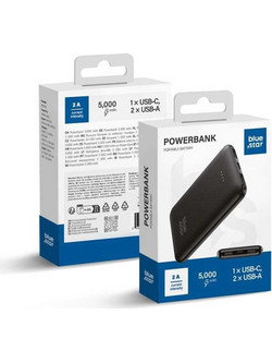 Blue Star W0539 Power Bank 5000mAh με 2 Θύρες USB-A & Θύρα USB-C Black