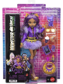 Mattel Monster Monster High Clawdeen Wolf with Furry Skirt & Pet Crescen
