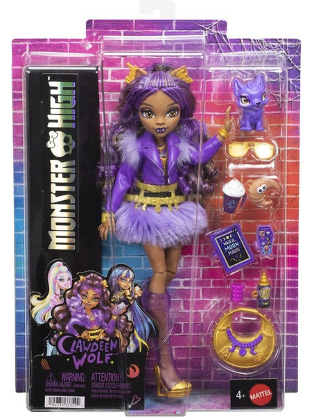 Mattel Monster Monster High Clawdeen Wolf with Furry Skirt & Pet Crescen