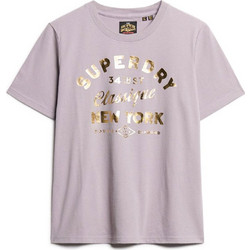 Superdry Luxe Metallic Γυναικείο Αθλητικό T-Shirt Λιλά W1011496A-8CX