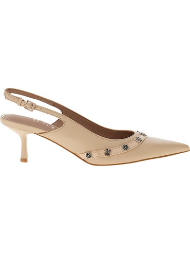 Guess Γόβες Slingback Δερμάτινες με Τακούνι Στιλέτο Nude FLYANLEA05